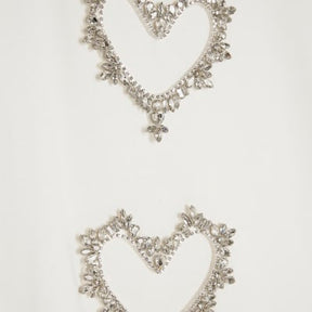 White Short Sleeve Heart Diamante T-shirt