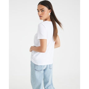 White Short Sleeve Lipstick Diamante T-shirt