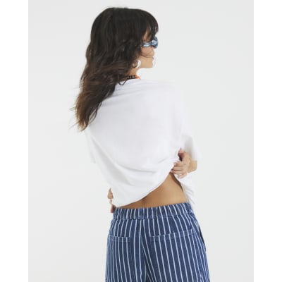 White Short Sleeve Mykonos Print T-shirt
