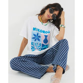 White Short Sleeve Mykonos Print T-shirt