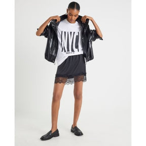 White Short Sleeve NYC Diamante T-shirt