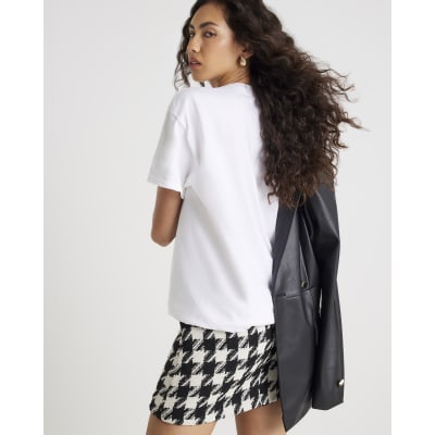 White Short sleeve Oui Mon Cheri Bow T-shirt