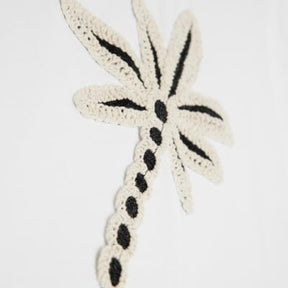 White Short Sleeve Palm Tree Crochet T-shirt