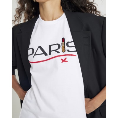 White Short Sleeve Paris Lipstick T-shirt