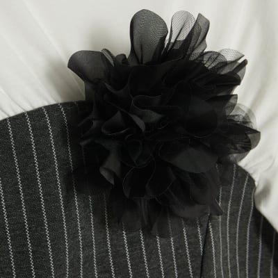 White Short Sleeve Pinstripe Hybrid T-shirt