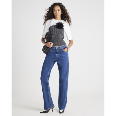 White Short Sleeve Pinstripe Hybrid T-shirt