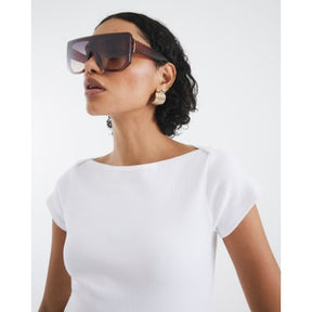 White Short Sleeve Ribbed Top