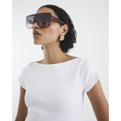 White Short Sleeve Ribbed Top