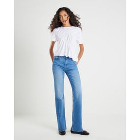 White Short Sleeve Ruched Front T-shirt