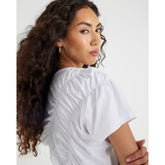 White Short Sleeve Ruched Front T-shirt