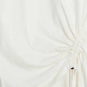 White Short Sleeve Ruched Side Toggle T-shirt