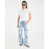 White Short Sleeve Scallop Trim T-shirt
