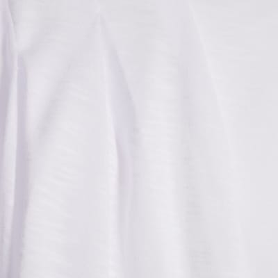 White Short Sleeve Shoulder Pleat T-Shirt
