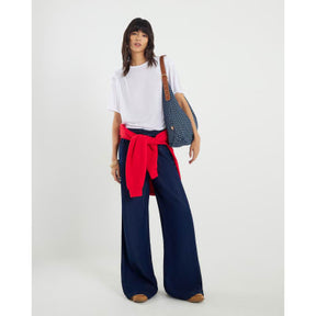 White Short Sleeve Shoulder Pleat T-Shirt