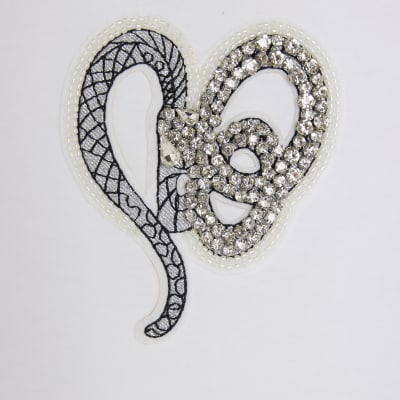 White Short Sleeve Snake Detail T-shirt
