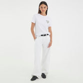 White Short Sleeve Snake Detail T-shirt