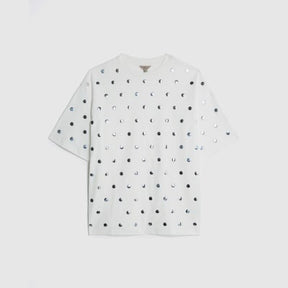 White Short Sleeve Studded T-shirt