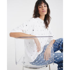 White Short Sleeve Studded T-shirt