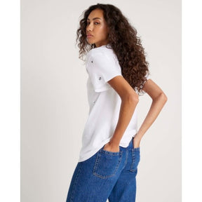 White Short Sleeve Studded T-shirt
