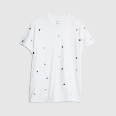 White Short Sleeve Studded T-shirt