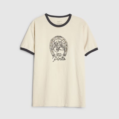 White Short Sleeve Tipped Horseshoe T-shirt