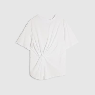 White Short Sleeve Twist Front T-shirt