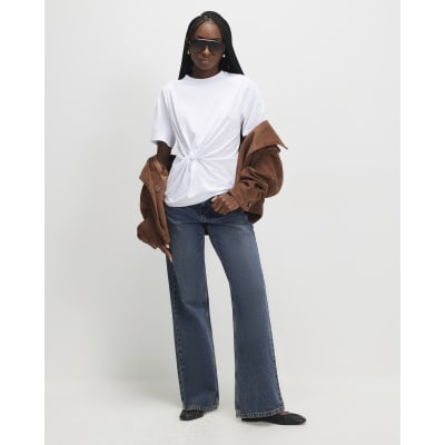 White Short Sleeve Twist Front T-shirt