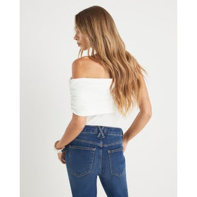 White Sleeveless Asymmetric Drape Top