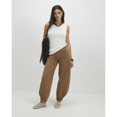 White Sleeveless Asymmetric Knit Vest Top