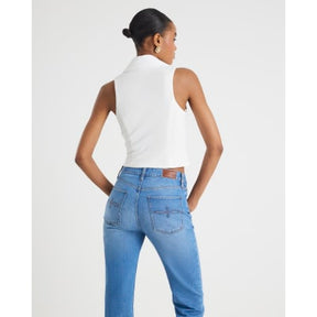 White Sleeveless Collared Corsage Top