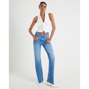 White Sleeveless Collared Corsage Top