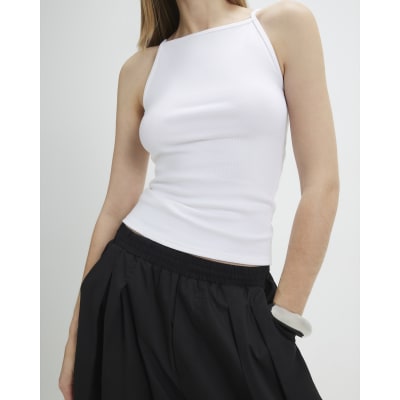 White Sleeveless Cotton Tank Top