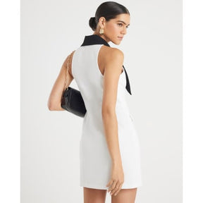 White Sleeveless Monochrome Mini Dress