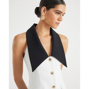 White Sleeveless Monochrome Mini Dress