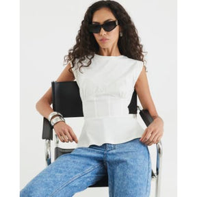 White Sleeveless Tie Back Corset Top