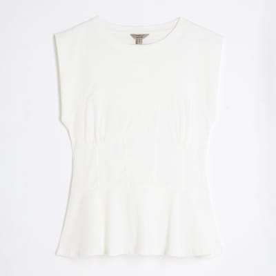 White Sleeveless Tie Back Corset Top