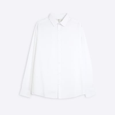 White slim fit long sleeve shirt