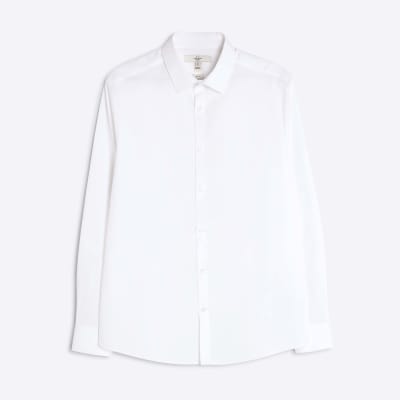 White slim fit long sleeve shirt