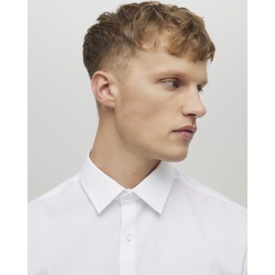 White slim fit long sleeve shirt