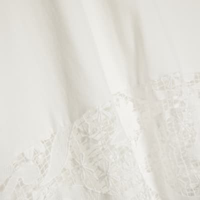 White Spliced Lace T-Shirt