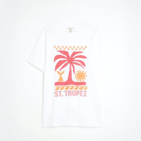 White St Tropez Embroidered T-Shirt