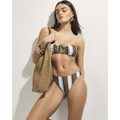 White Stripe Hardware Bikini Bottoms