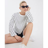 White Stripe Long Sleeve Top
