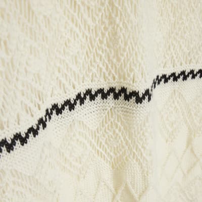 White Striped Knit Midi Dress