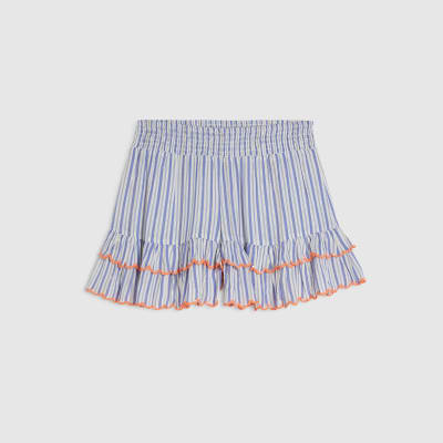 White Striped Sequin Embellished Shorts