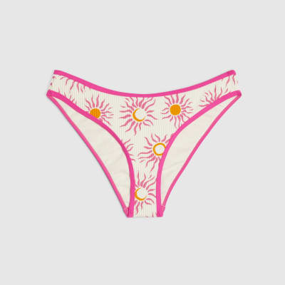 White Sun Print Bikini Bottoms