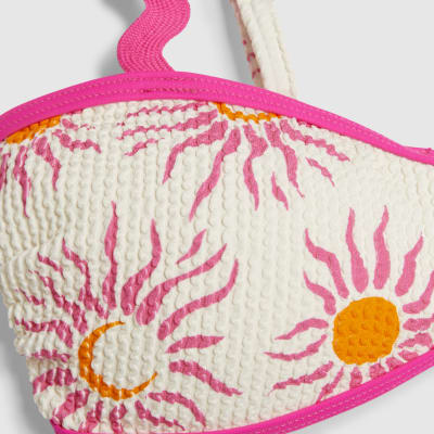 White Sun Print Cami Bikini Top
