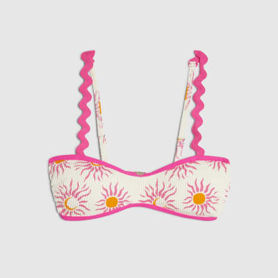 White Sun Print Cami Bikini Top