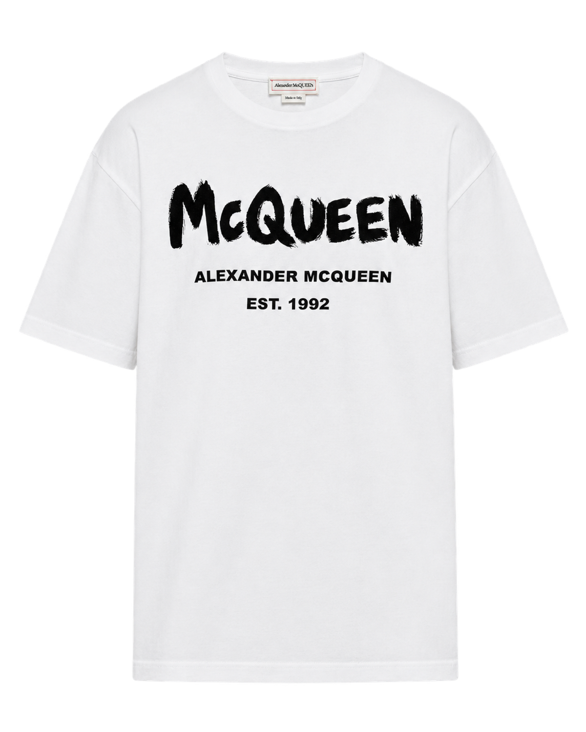 White t-shirt with Mcqueen Graffiti print