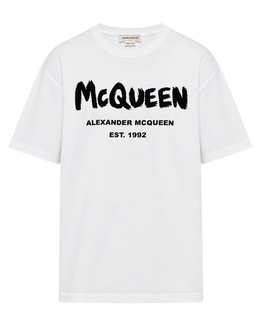 White t-shirt with Mcqueen Graffiti print
